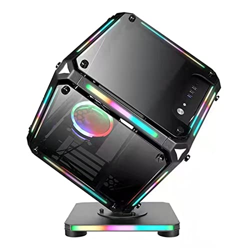 LinLong コンピュータ ATXデスクトップ 特殊形状RGB Collful Lighted焼き付きガラスサポートマイクロATX/Mini-ITX Motherboar pcコンピューターボックス