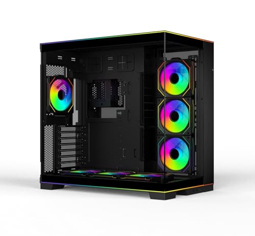 Lian Li O11 Dynamic EVO ゲーミング E-ATX デスクトップコンピュータ - ミッドタワーシャーシ フレキシブルモードと構成 強化ガラスパネル USB Type-Cポート (ブラック- ファン付き)