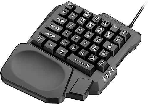 Zeaiisiy 片手ゲーミングキーボード、ミニゲーミングキーボード、ハーフキーボードゲーミングRGBゲーミングキーボード（35キー付き）デスクトップラップトップ用ゲーマー用ポータブルキーボード JP227240521