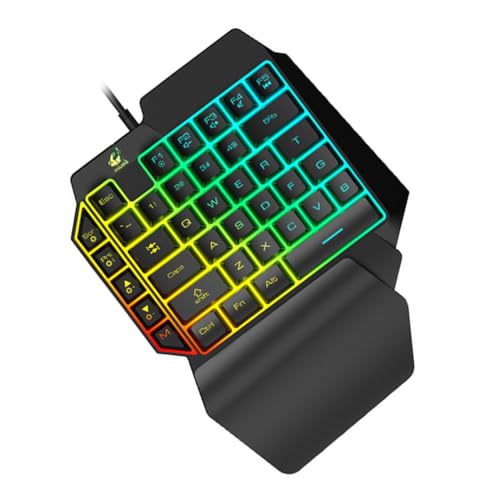 Gerrit ,混合バックライト ゲーミングキーボード 片手ゲーミングキーボード 片手キーパッド ブラック - 一般版 1Qq8e46c4S0505