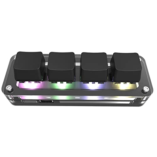 ATOZS プログラミング マクロ カスタム キーボード RGB 4 キー 有線 コピー ペースト ミニ ボタン ゲーミング キーパッド メカニカル ホットスワップ マクロパッド ブラック 500298859A1