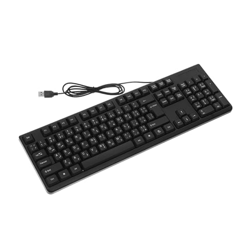 FUOYLOO アラビア語対応有線フルサイズキーボード USB接続 安定タイピング オフィス 家庭用ゲーミングPC用 OQZ35MC