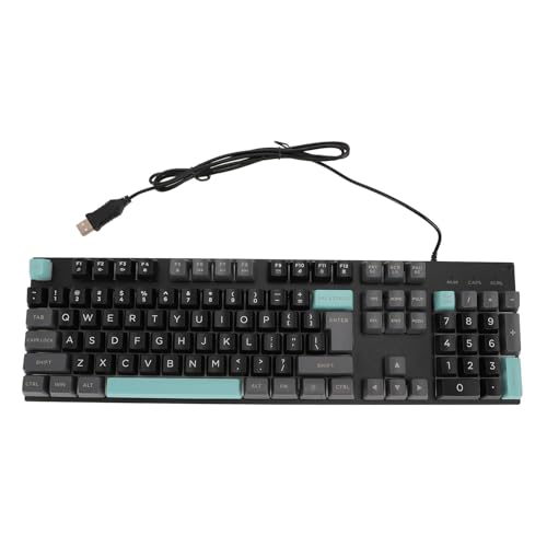 Yanmis 高齢者用キーボード、大型プリントメタルパネル有線ゲーミングキーボード、USBバックライト付き、ノートパソコン用、2色デザイン、26キー、安定したサポートブラケット (スターナイトブラック) Ya92o3zrgbx4-11