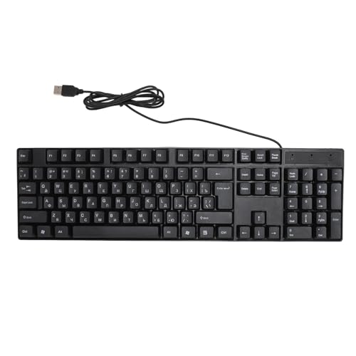 FPHTXEUNZTJ 有線少数言語キーボード 104 キープラグアンドプレイ人間工学に基づいたゲーミングキーボード 長さ 1.5 メートルケーブル付き デスクトップ ラップトップ用 (ロシア) G6250829