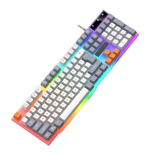 LckCryspho ゲーミングキーボード 104キー USB接続 ブラック – ARGBバックライト搭載 人間工学設計 耐久薄膜スイッチ PC用 (ホワイト) BZYR5946012-81