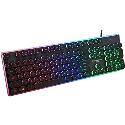 FELICON ゲーミングキーボード 有線 バックライト イルミネーション キーボード メンブレン式 タイプライター 104英字