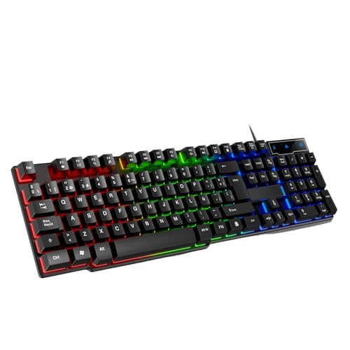 GMBYLBY フルサイズ 104キー USBコード RGBバックライト付きゲーミングキーボード フローティングスプラッシュデザイン メカニカルな感触 PCゲーム用