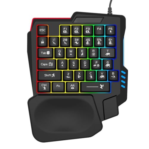 ECVGHD One Handed Gaming Keyboard, 14-Key with Backlight USB Corded Keypad Hand Rest
