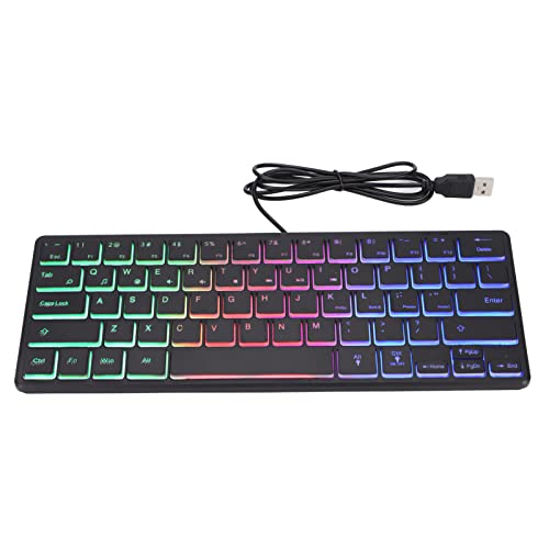 Asixxsix ミニUSBキーボード、USB有線ゲーミングキーボード64キー3バックライト効果ユニバーサルコンピューターの簡単な操作