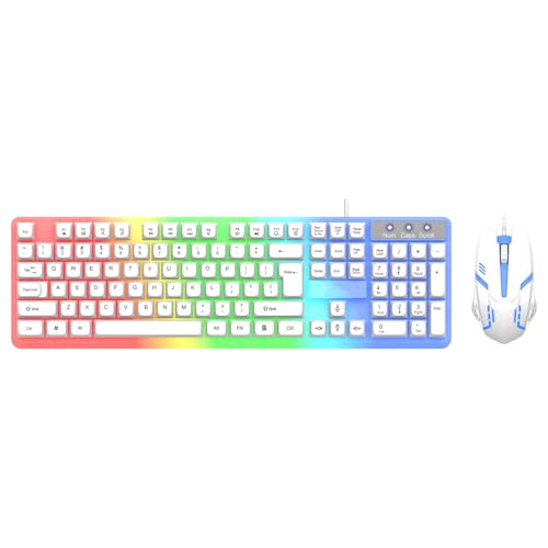 UncleS カラフルな LED コード付きゲーミングキーボードコンボ 104 キーキーボード機械式プログラマブル快適な人間工学に基づいたセット