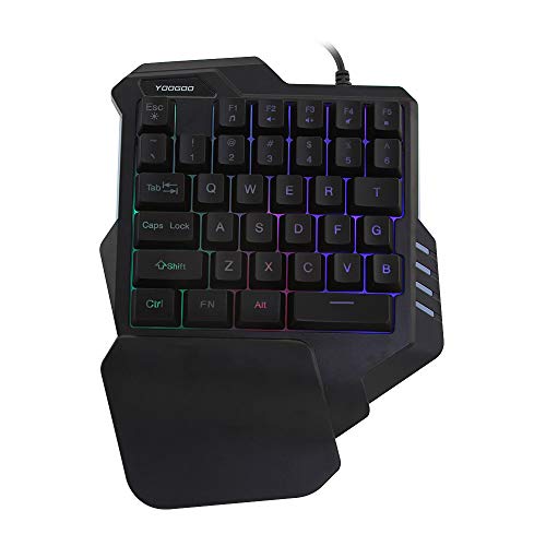 Cirsaeur 片手ゲーミングキーボード 左手用 USB有線ゲームキーボード 35キー RGBバックライト マルチキー防衝突 高低キーレイアウトキーパッド ブラック JF233260113