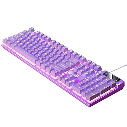 Loigohon 104キーゲーミングキーボード メカニカルスイッチ USB接続 パープル白色LED照明 強化プラスチック素材 ゲーム&オフィス用 (紫の) XSKC83NBU