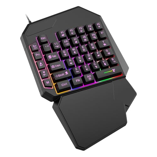 VIBRIPRIYA 片手キーボード - 片手メカニカルゲーミングキーボード 人間工学に基づいたゲームパッド | カスタマイズ可能な左利き用コンパクトキーボード モバイルゲームコントローラー PCやモバイルゲーマー向けの高度なゲームキーパッド G11251201