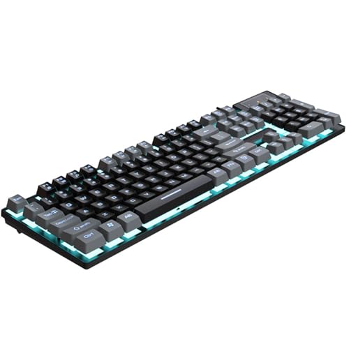 LckCryspho バックライト付き有線ゲーミングキーボード ホワイト – 機械的感触と人間工学設計で快適なゲーム操作 (ブラックとグレー。) LckhI6QU9500M-98