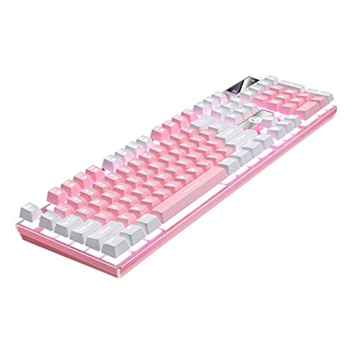 SoftNesth 104 有線ゲーミングキーボード キーキャップ キーボード バックライト付き 導かれた ゲーマー 有線キーボード ゲーム用アクセサリー 電子キーボード ピンク Abs QQ441250721