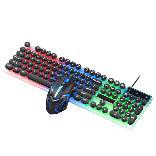 Vbestlife 104 キー付き有線キーボードとマウスのコンボ、カラフルな LED バックライト付きのゲーミング ボードとマウスのコンボ、オフィス ゲーム用のカラフルな LED バックライト (黒) Vbms9yvjol3x-11