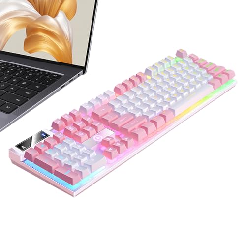 有線ゲーム キーボード – メカニカル 104 キー コンピュータ キーボード、触覚キーストロークを備えた発光デスクトップ ゲーミング ボード | PC ゲーマー ワークステーションのホーム セットアップ向けのプレミアムで信頼性の高いパフォーマンス タイピング ソリューション KIU7285K2HEJ84GU1UHZ