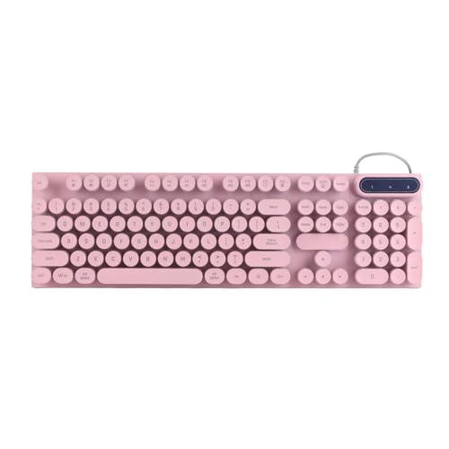ZRUNHU ゲーミングキーボードUSBラウンド104キーキャップバックライト付き人間工学に基づいた折りたたみ可能なフィートマルチメディアキー有線キーボード、デスクトップラップトップ、プロフェッショナルアクセサリー用 (ピンク) CJP13-241025