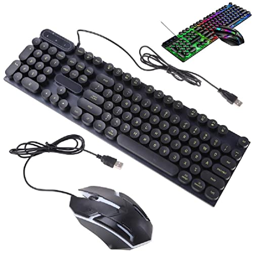 SUNCN 有線メカニカルキーボード 104キー タイプライター クラシックキーボード バックライト付きゲーミングキーボード スチームパンクキーボード ブラック ss0111kyM6ko