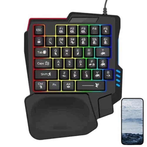 UPSUIT ノーブランド品 片手キーボード - メカニカル ゲーミング キーボード |モバイル コンピュータ用片手キーボード |家庭、寝室、アパート、学校用のポータブルプログラマブルゲーミングキーボード ブラック 銉栥儵銉冦偗 LFPWZ1-3