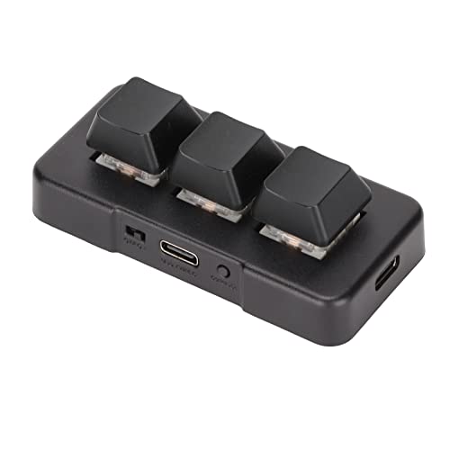 Acogedor ミニ 3キー キーボード、メカニカル ゲーミングキーボード USB RGB バックライト 付き、ミニプログラマブルマクロキーパッド OSU DIYキーボード(黒) Acogedormzagv90fe5643-11
