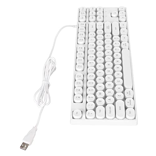 Cirsaeur 有線キーボード 87 キー ゲーミング キーボード プラグ アンド プレイ レトロ パンク スタイル ラウンド (白) JP262240828