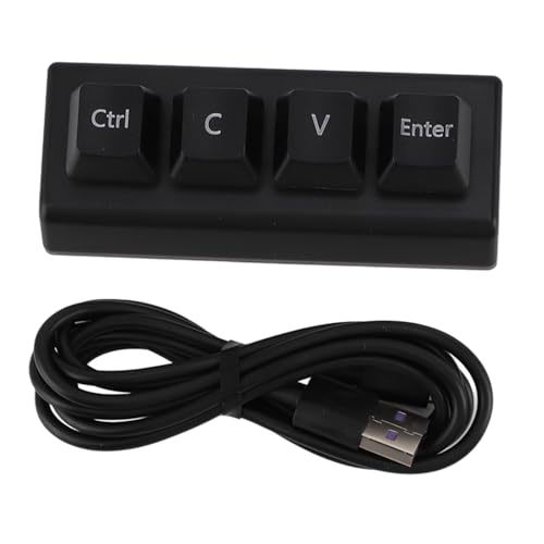 Jiawu 4 キー ゲーミング キーボード、USB ミニ 4 キー プログラマブル キーパッド、サポート NKRO 赤スイッチ Ctrl CV Enter ミニ メカニカル キーパッド ゲーム オフィス メディア用 (黒)