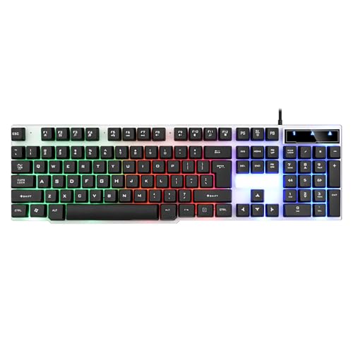 メカニカルキーボード 機械式 ゲーミングキーボード 104キー Bluetooth対応 USB 有線 充電式 LEDバックライト オフィス/ゲーミング用 英語配列 (黒色) SDJP24091608BH3406