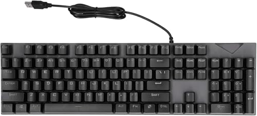 Gianrght 有線コンピューター キーボード、プラグ アンド プレイ メカニカル ゲーミング キーボード、ABS 素材、ブルー スイッチ、PC 用 104 (ブラックグレー) CJP03-250510