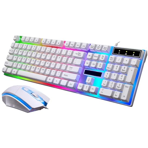 POPETPOP 有線ゲーミングキーボード マウス キー バックライト付き メカニカル感覚 キー非競合設計 接続 プラグアンドプレイ 静電気防止滑り止め底面 フローティングキーデザイン 8Z99J13U3OK7XI09O76Y01GFO