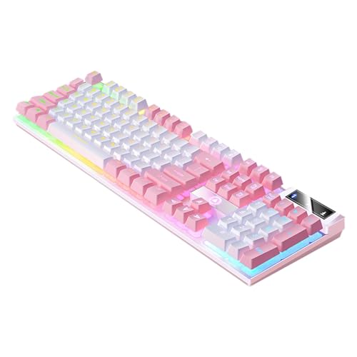 Phantasmia メカニカル キーボード、有線ゲーミング キーボード、104 キー メカニカル フィール ゲーミング キーボード、照明付きコンピューター キーボード、PC ゲーマー用ゲーミング キーボード、デスクトップ コンピューター (ホワイトローズレッドダブルスペルミックスライト) Ph-HOJ2576-VJP