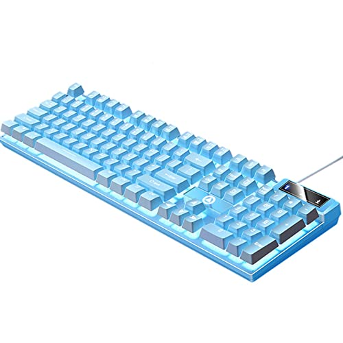 キーボード Generic ゲーミングキーボード 有線 マルチメディアコントロール LED 照明効果 ゲーム用 USB, 青