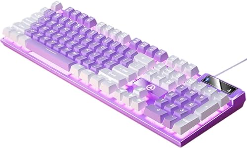 FURLOU デスクトップWindCに快適なルゲーミングキーボードUSキー, パープルホワイト JP117-231109