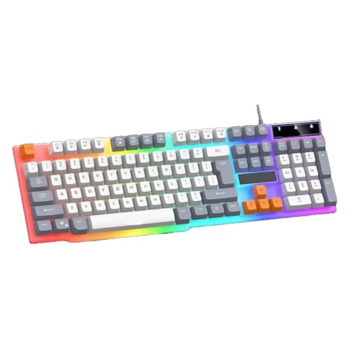 MEILVMEIJI ブリージングバックライト ゲーミングキーボード 104キー 人間工学に基づいたUSBワイヤーキーボード USBケーブル PCワイヤー接続用 4NB802443-W