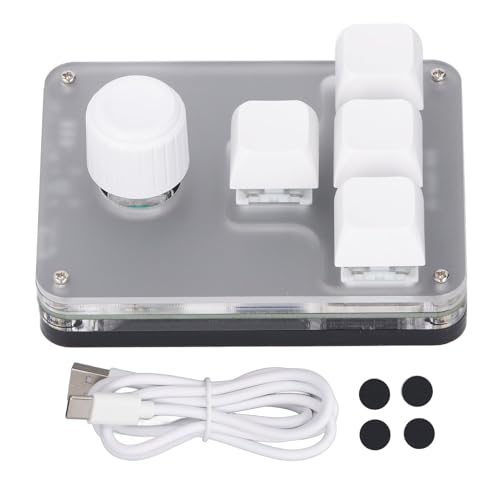 Walfront 4 キー ミニ メカニカル ゲーミング キーボード ブルー スイッチ RGB ライト付き ゲーム オフィス メディア ミュージック用 1 ノブ チェリー MX スイッチ付き 5V 1A タイプ C ケーブル USB PC キーパッド Walfrwoz2mbfcar