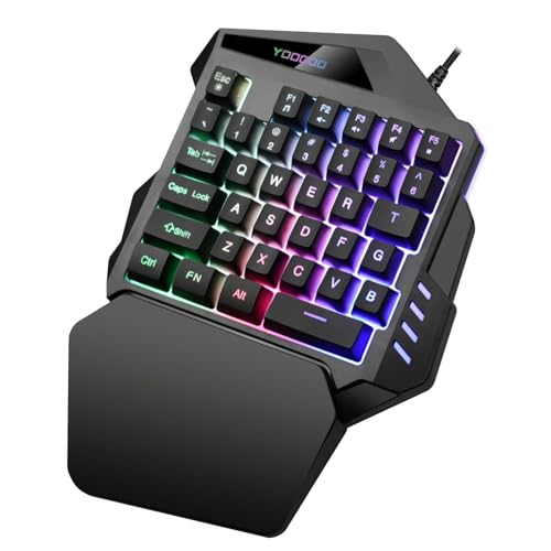 Elprico 片手キーボード、ゲーミングキーボード、35キーUSB Cプロフェッショナルゲーミングキーパッド、人間工学に基づいた有線片手キーボード、ポータブルバックライトゲーミングキーパッド、 7 8 10 PC用 Elpricozh05pgwouq