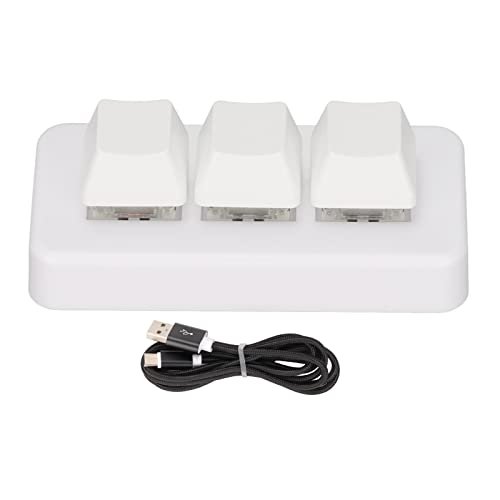 MUNEFE 3 キー キーパッド、ユニバーサル USB メカニカル ゲーミング キーボード、オフィス作業用のカスタマイズされたプログラム マクロ キーボード(白) MUNEFEo172h5gw9d-12