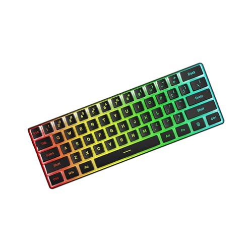 Tmboryuu ポータブルコード付きメカニカルゲーミングキーボード LED バックライト付き 61 キーホットスワップ可能アップグレードされた人間工学に基づいたコード付き