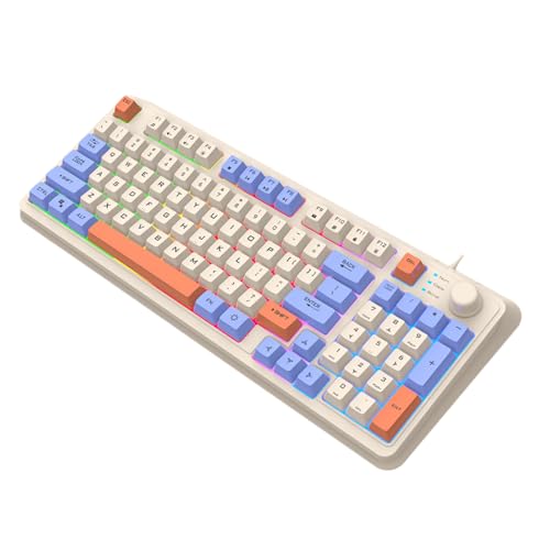 appuivbt ポータブルコード付きメカニカルゲーミングキーボード LED バックライト付き 94 キーホットスワップ可能メカニカルアップグレードされた旅行に優しいオフィス