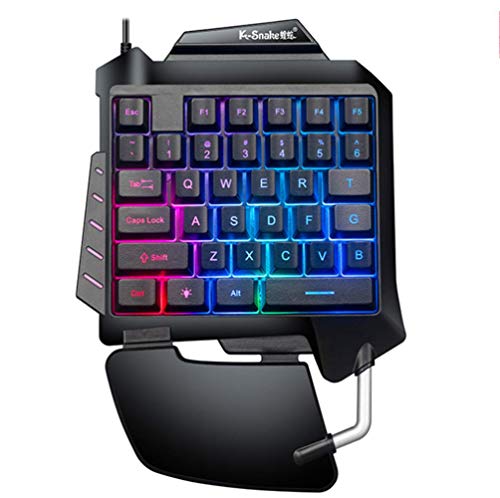 CestMall キーボード 片手ゲーミング RGBバックライト付き USB有線 35キー メカニカル感触 記録機能 防滑 信号安定 軽量 ほぼ全システム対応