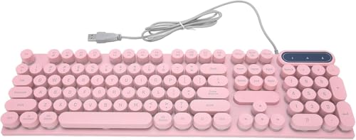 CTSHIZF ゲーミングキーボード、USB有線オフィスキーボード104キーラップトップ用マルチメディアコントロール (ピンク) efg9360
