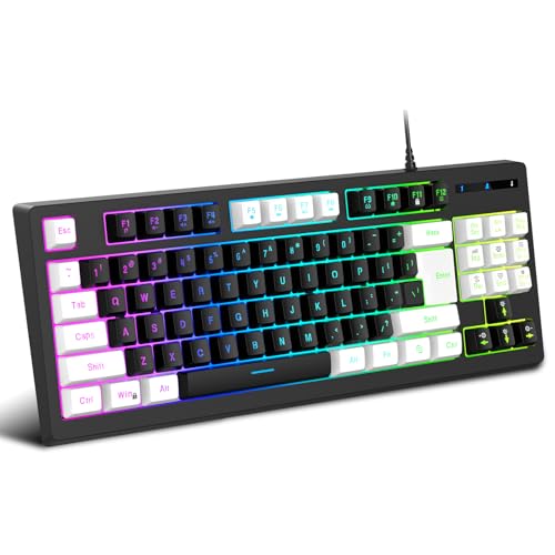 YZTTCD A877 有線 K87 RGB ストリーマー ミニ ゲーミング キーボード 調整可能なバックライト付き 25 キー競合のないメンブレン キーボードですが、ゲーム/オフィス向けのスーパーメカニカルな感触 CJP08240624