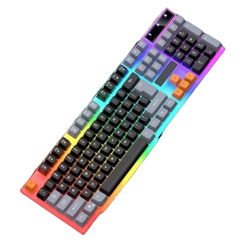 QWQJ ブリージングバックライト ゲーミングキーボード 104キー 人間工学 USB ワイヤキーボード USB ケーブル PC ワイヤ接続キーボード用