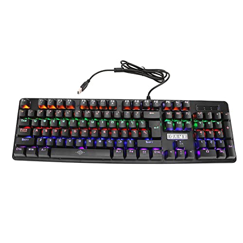 Yanmis メカニカルゲーミングキーボード、104キー静音RGBキーボードバックライト付きDyausメカニカルフィールキーボード PC用、ブルースイッチ Yanmihcksveb8rx