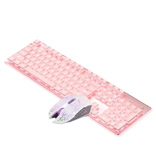 Jumundren 有線メカニカルキーボード、マウス付き LED サイレントキーボード、ゲーミングキーボード、防水、E スポーツやオフィスでの使用に最適 - B I500721851A2