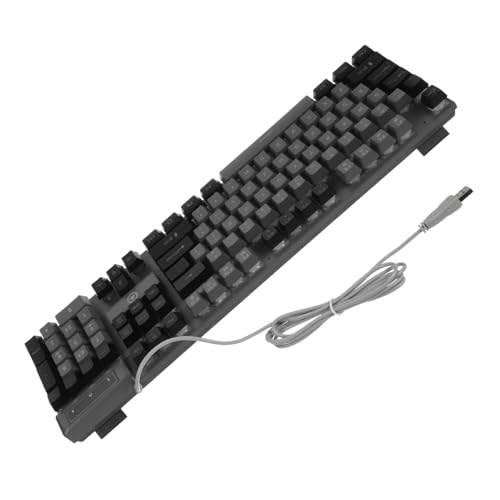 CIYODO 黒色のABS素材使用した104キーのメカニカルゲーミングキーボード エルゴノミクス設計に使いやすく折りたたみ式サポート付きの高耐久バックプレート搭載 オフィスやゲームに最適