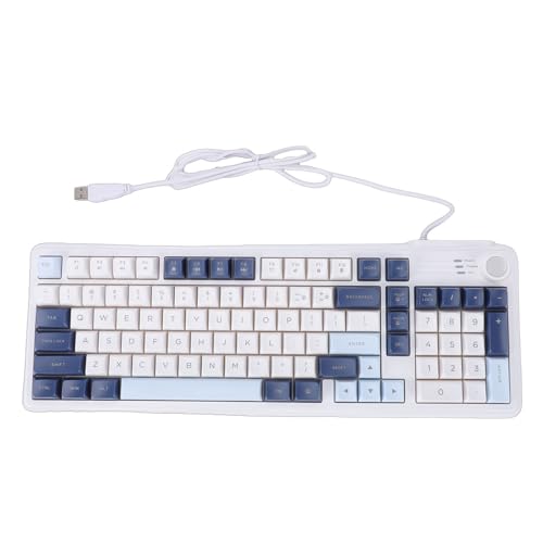 Annadue 有線USBゲーミングキーボード、人間工学に基づいたフルサイズシンプルデザイン、RGBバックライト付き、ノブ機能付き有線ゲーミングキーボード（ノートパソコン、デスクトップPC用） Annaddrlyi7zn25