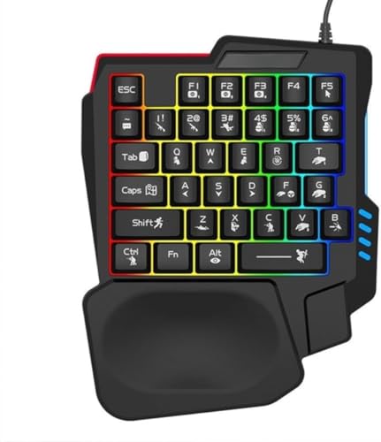 AZIEBAY ゲーミングキーボードRGBバックライト付きミニ片手35キービデオゲーム用