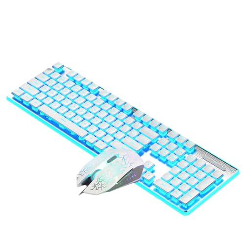 Unteryuu [ウンテリュウ] 有線メカニカルキーボード、マウス付き LED サイレントキーボード、ゲーミングキーボード、防水、E スポーツやオフィスでの使用に最適 - D