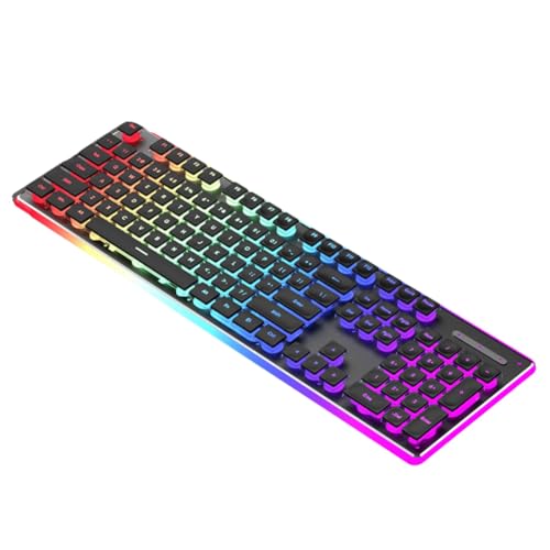 UDOEHGE 有線メカニカルキーボード LED サイレントキーボード ゲーミングキーボード 防水 アンチスライド 104 キー 発光キーパッド A